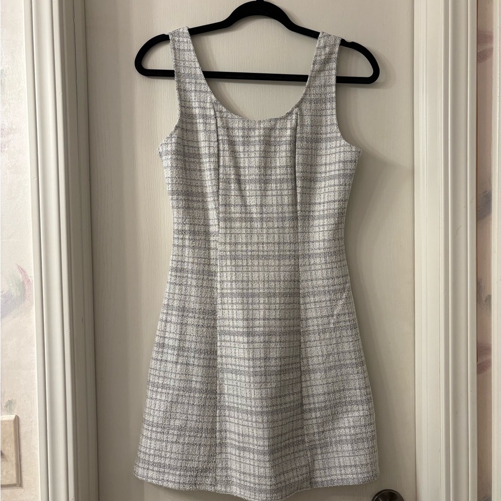 SHEIN Gray Checkered Mini Dress